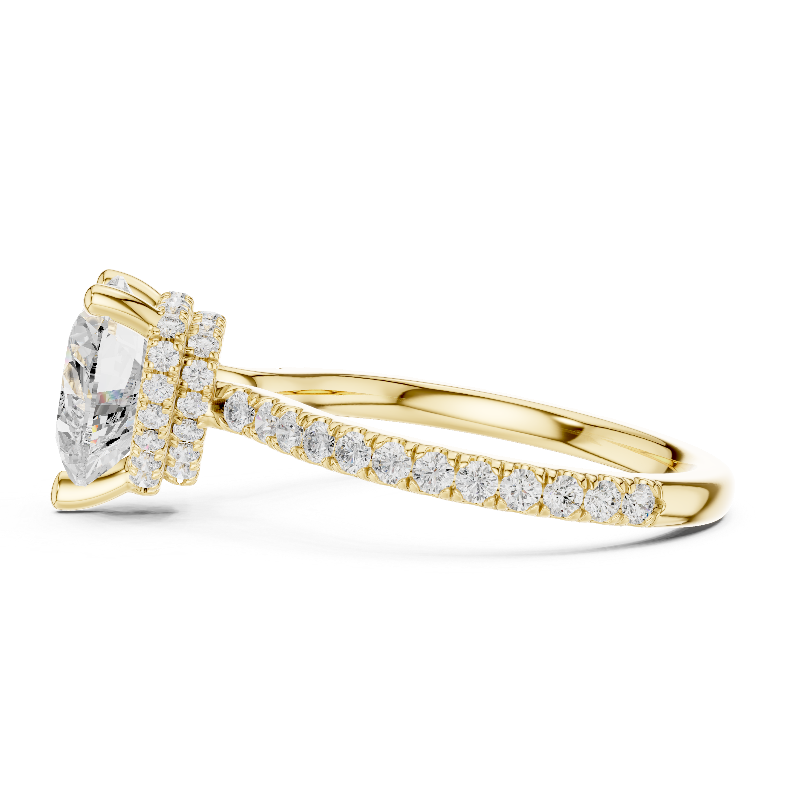 Heart Cut Hidden Halo Pavé Engagement Ring