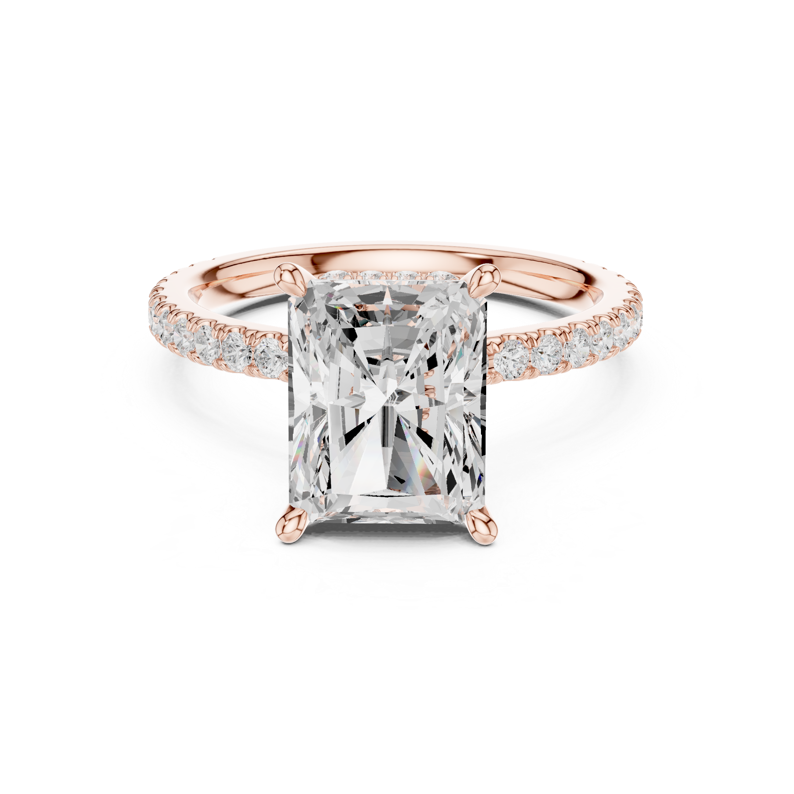 Radiant Cut Hidden Halo Pavé Engagement Ring