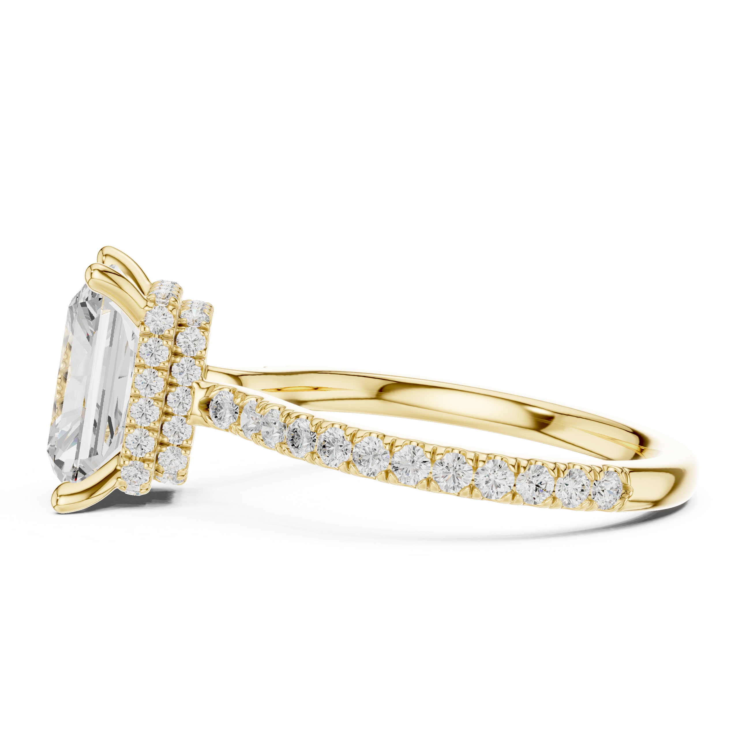 Radiant Cut Hidden Halo Pavé Engagement Ring