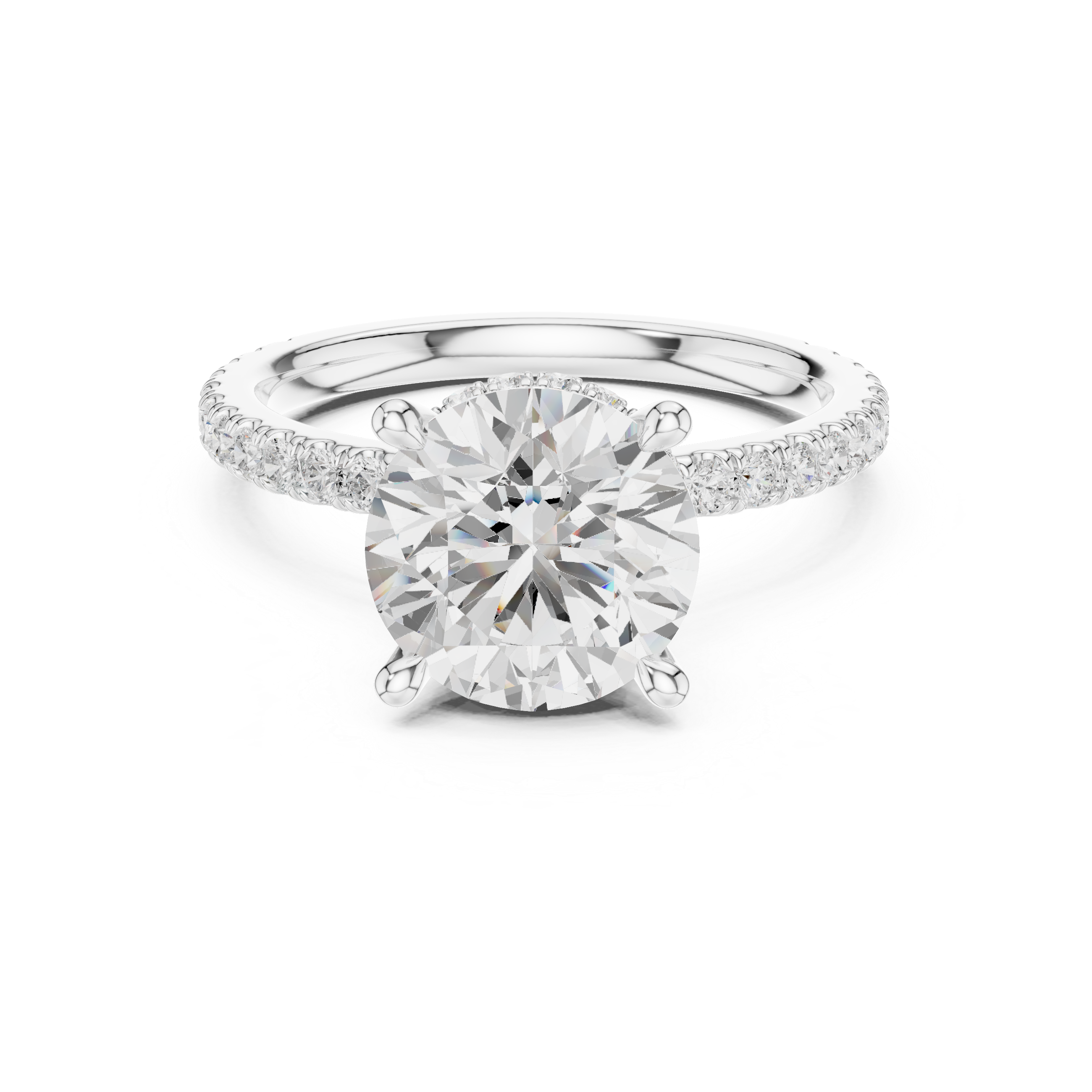Round Cut Hidden Halo Pavé Engagement Ring