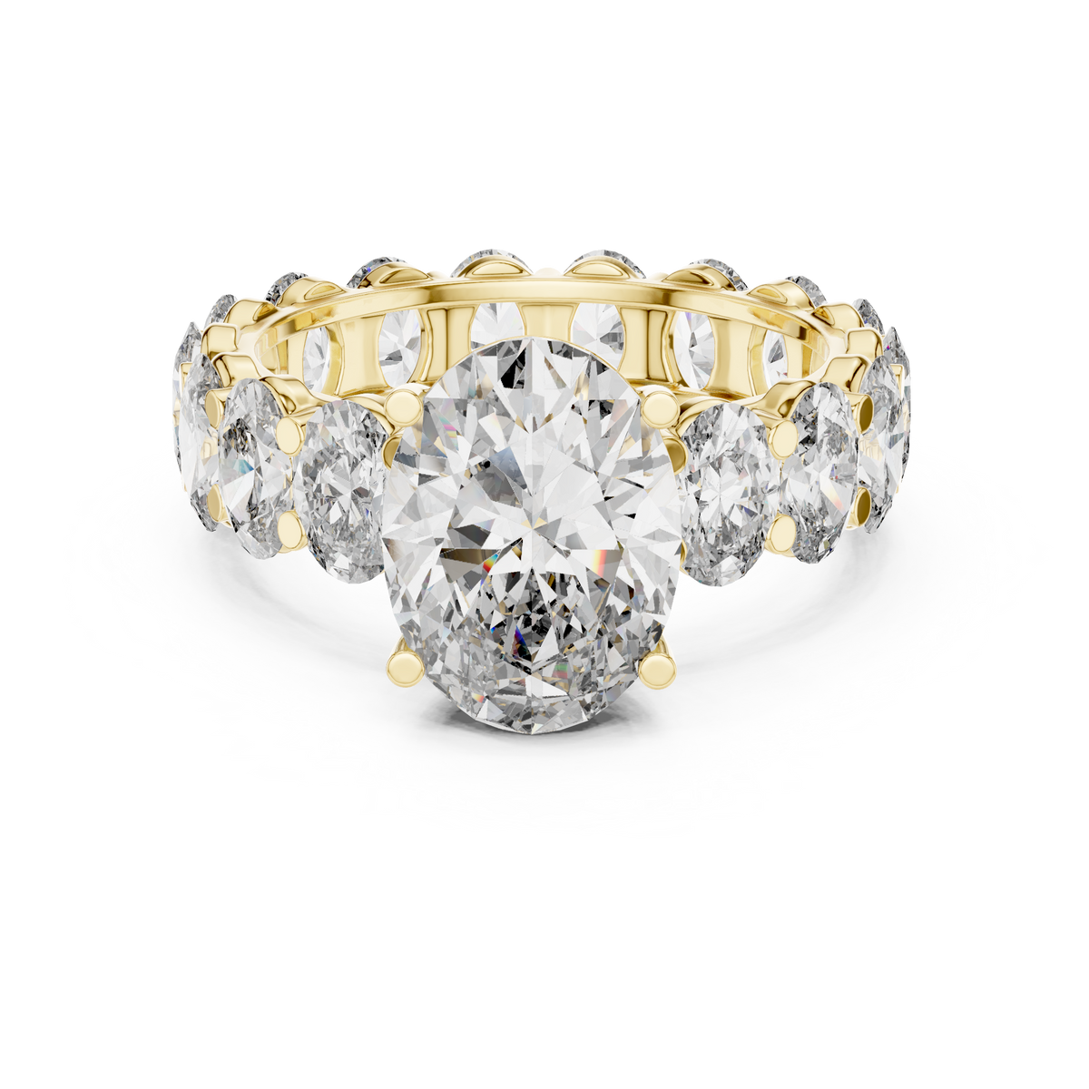 Oval Cut Diamond Engagement Ring with Oval Eternity Band, 3.33 CT Center Stone