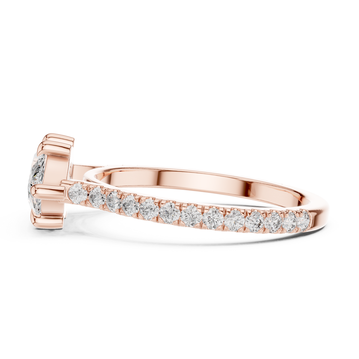 Marquise Cut Diamond Solitaire Engagement Ring with Pavé Band