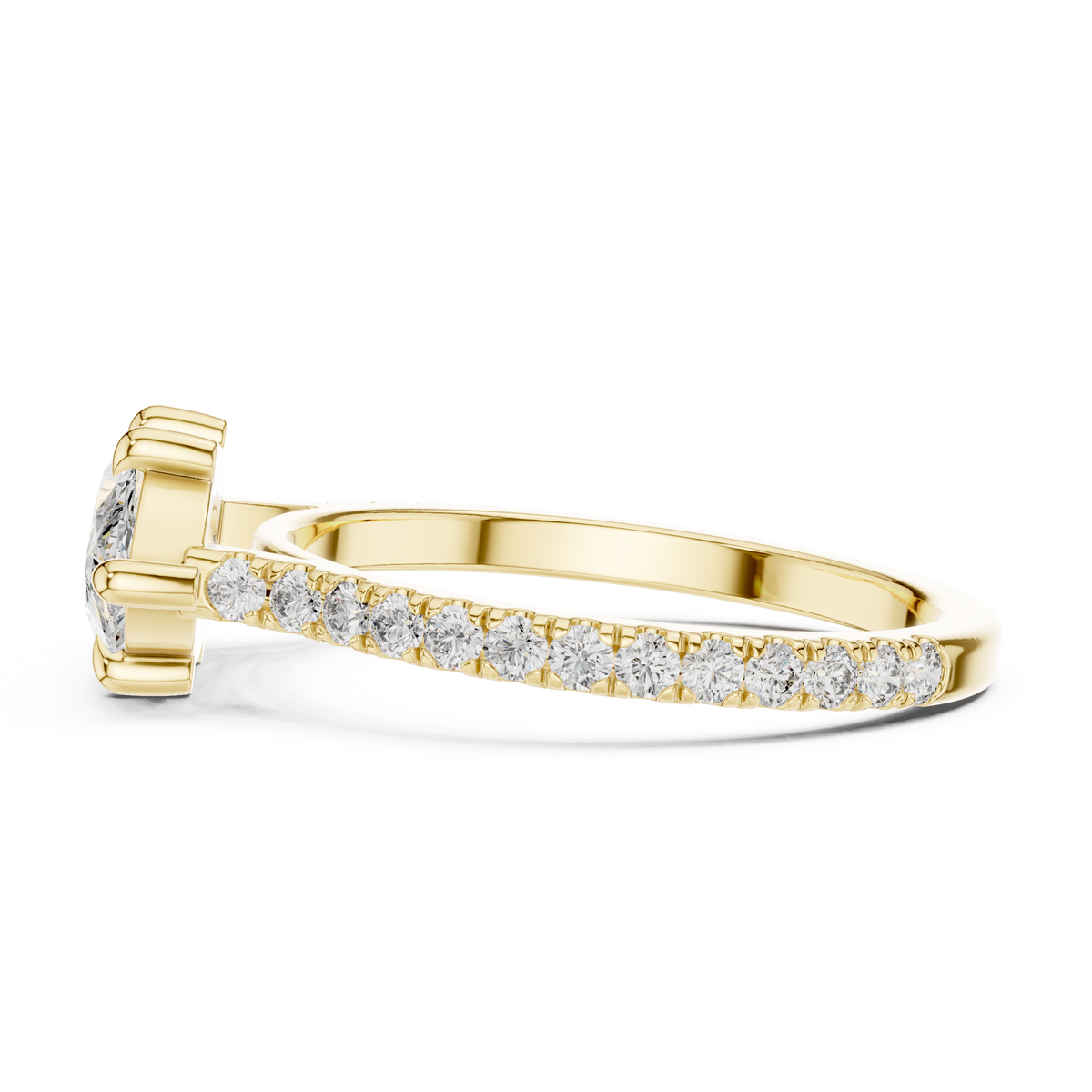 Marquise Cut Diamond Solitaire Engagement Ring with Pavé Band