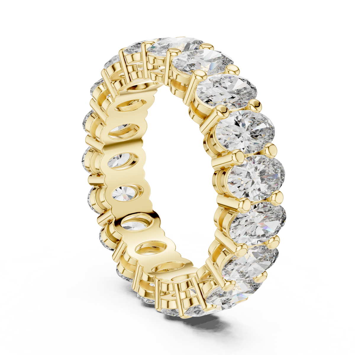 Oval Cut Diamond Full Eternity Ring with Classic Prong Setting