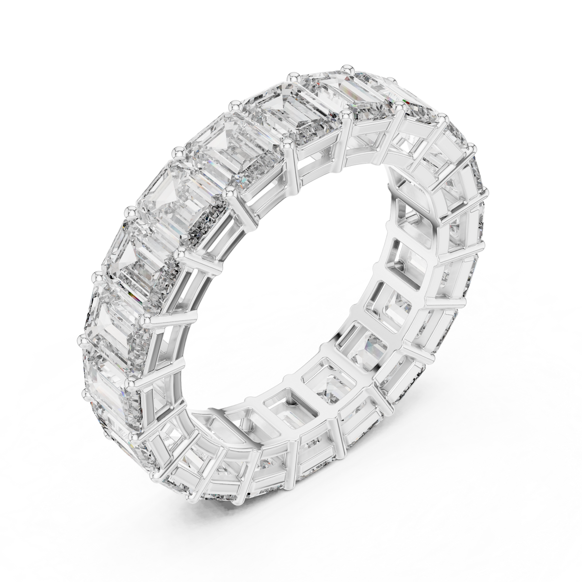 Emerald Cut Diamond Eternity Ring with Full Eternity Setting