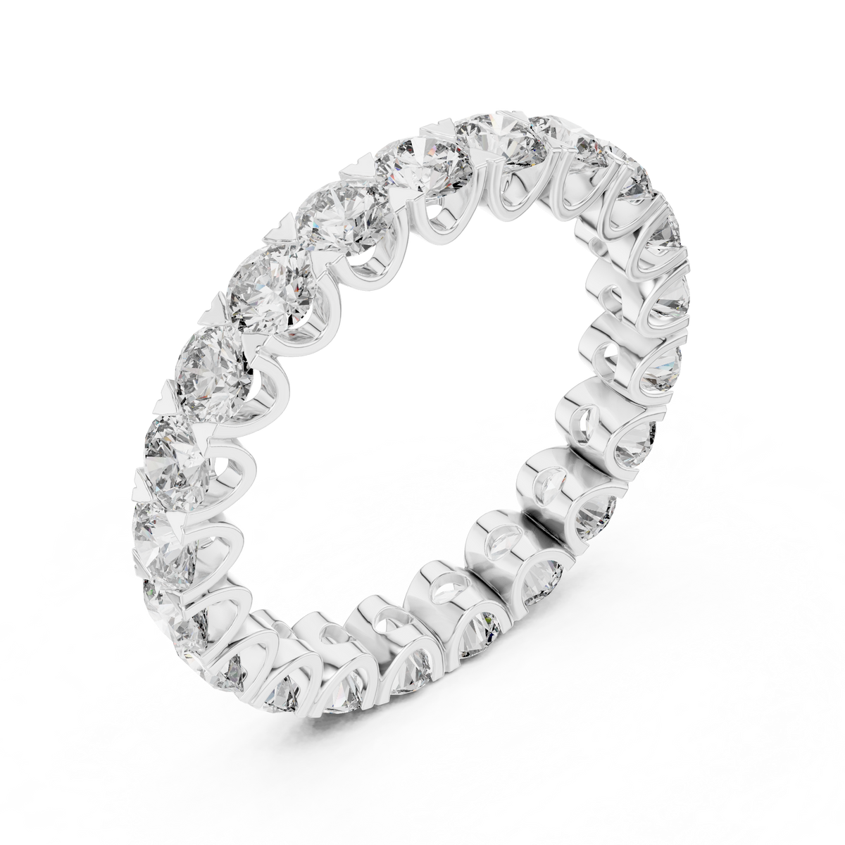 Round Diamond Eternity Ring, Full Eternity Wedding Band, 3.2mm Diamond Band, Anniversary Ring, Stackable Bridal Ring, Gold Eternity Band