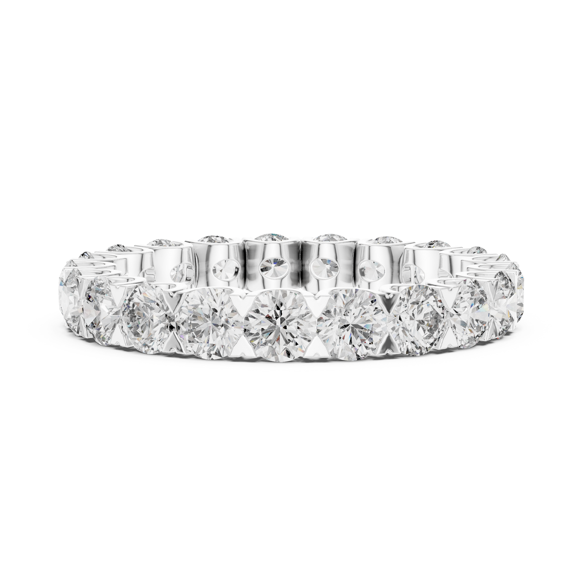 Round Diamond Eternity Ring, Full Eternity Wedding Band, 3.2mm Diamond Band, Anniversary Ring, Stackable Bridal Ring, Gold Eternity Band