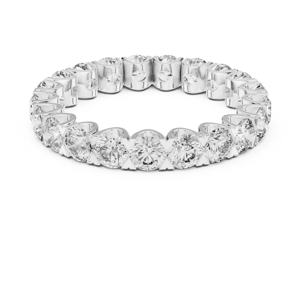 Round Diamond Eternity Ring, Full Eternity Wedding Band, 3.2mm Diamond Band, Anniversary Ring, Stackable Bridal Ring, Gold Eternity Band