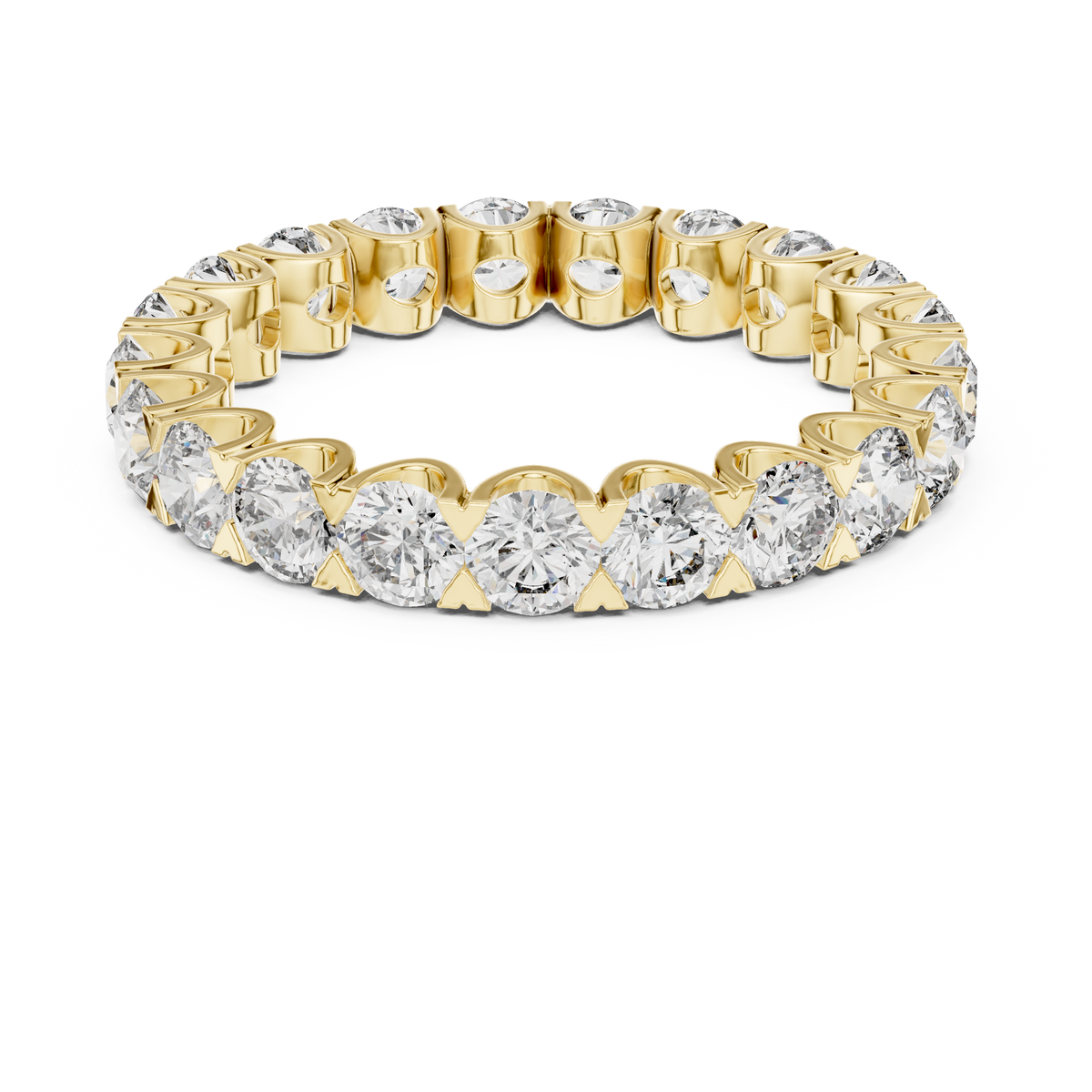 Round Diamond Eternity Ring, Full Eternity Wedding Band, 3.2mm Diamond Band, Anniversary Ring, Stackable Bridal Ring, Gold Eternity Band