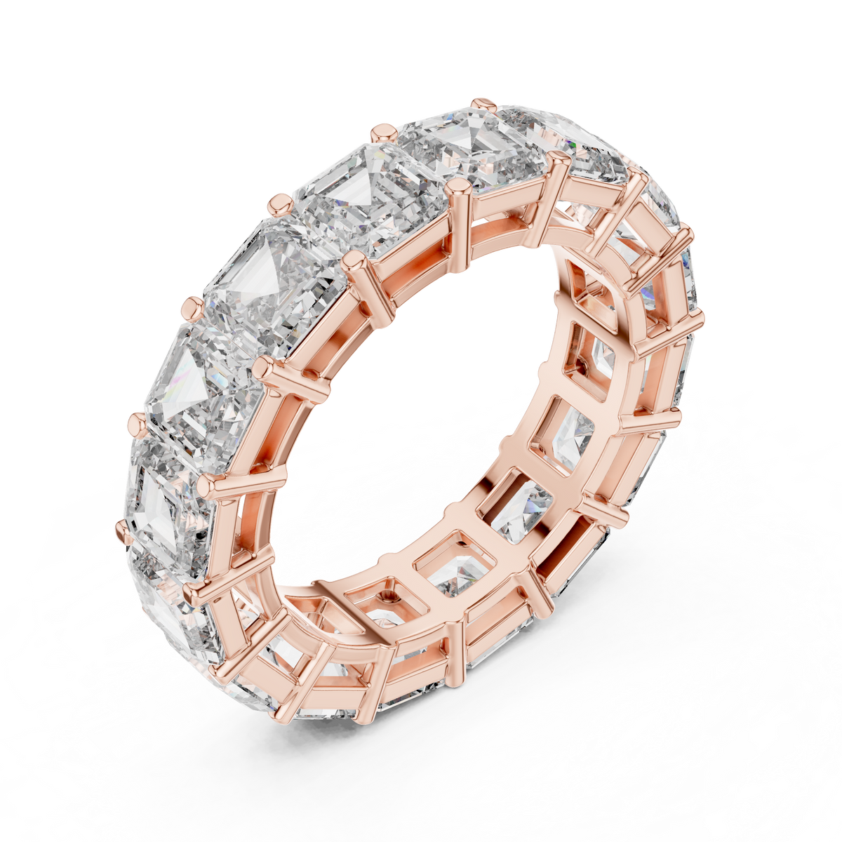 Asscher Cut Diamond Eternity Ring, Square Diamond Wedding Band, 5.07mm Full Eternity Ring, Anniversary Band, Statement Bridal Ring