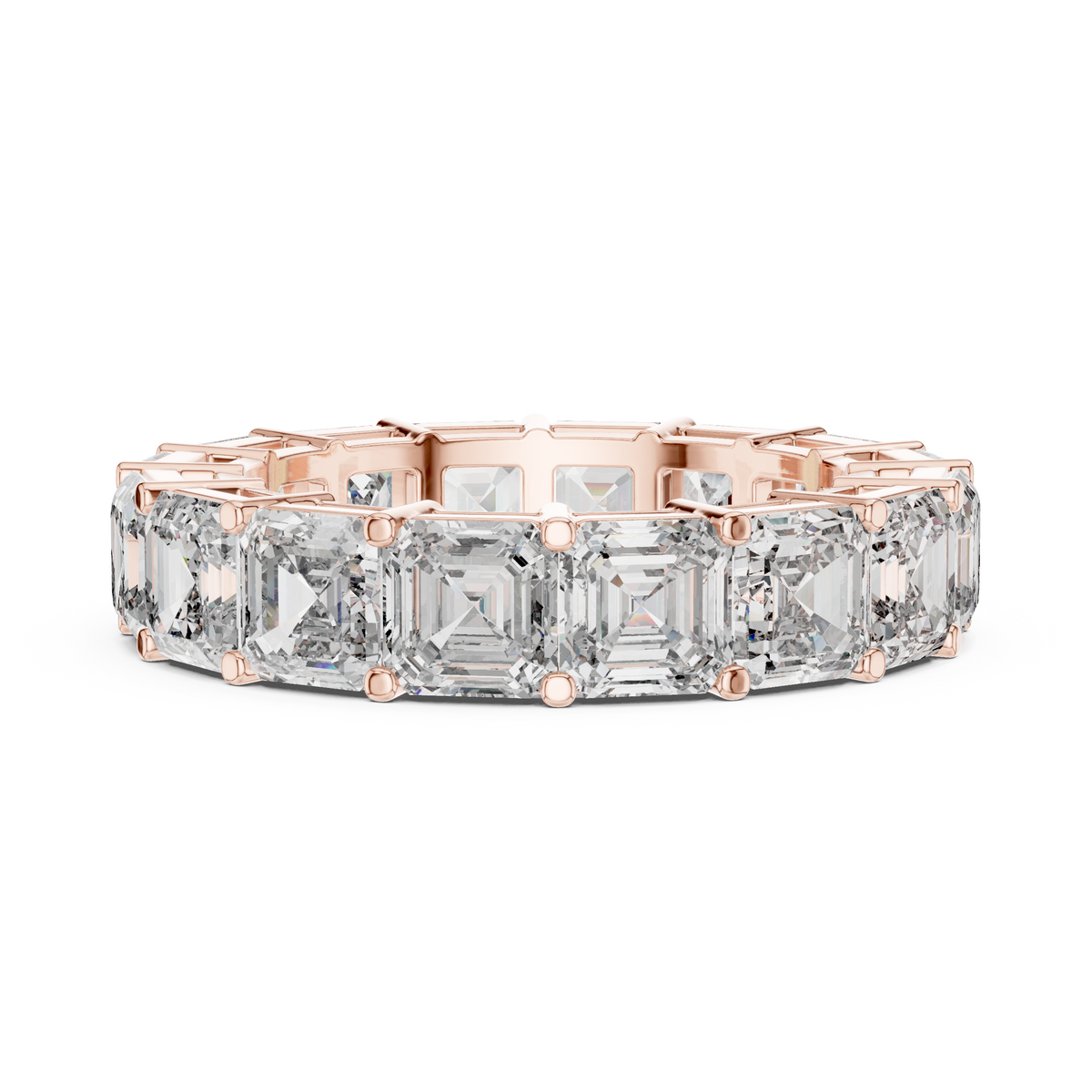 Asscher Cut Diamond Eternity Ring, Square Diamond Wedding Band, 5.07mm Full Eternity Ring, Anniversary Band, Statement Bridal Ring