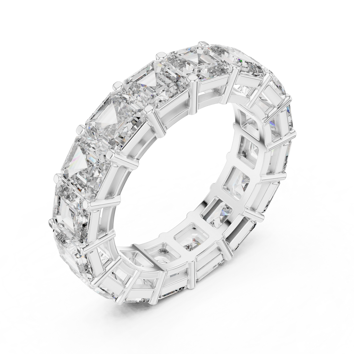 Asscher Cut Diamond Eternity Ring, Square Diamond Wedding Band, 5.07mm Full Eternity Ring, Anniversary Band, Statement Bridal Ring