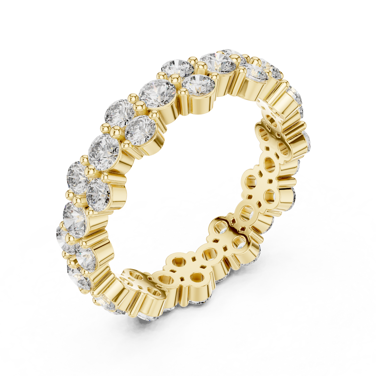 Cluster Diamond Eternity Ring, Round Diamond Wedding Band, Floral Eternity Ring, 4.74mm Full Eternity Anniversary Band, Stackable Bridal Ring