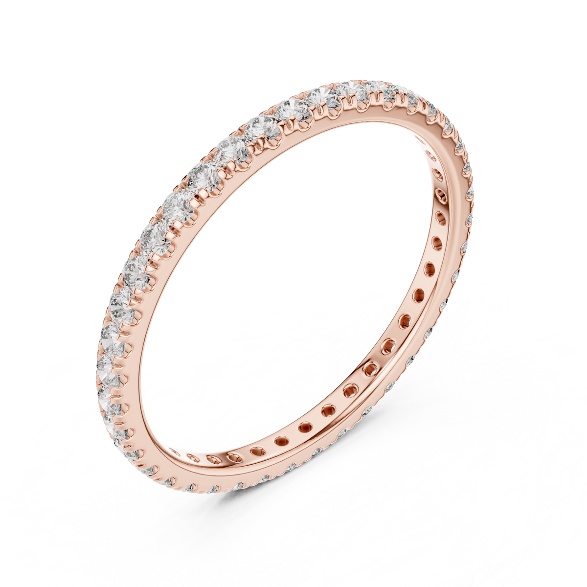 Thin Diamond Eternity Ring, 1.8mm Full Eternity Wedding Band, Dainty Pave Ring, Stackable Bridal Band, Anniversary Ring
