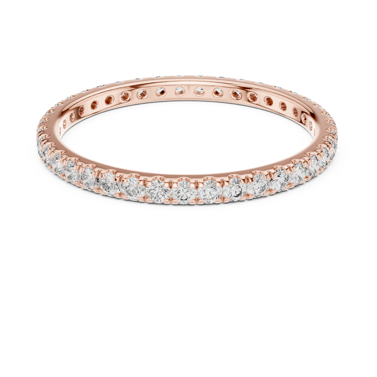 Thin Diamond Eternity Ring, 1.8mm Full Eternity Wedding Band, Dainty Pave Ring, Stackable Bridal Band, Anniversary Ring