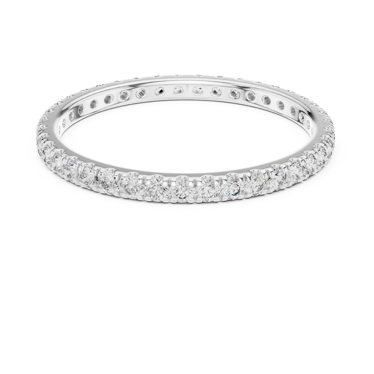 Thin Diamond Eternity Ring, 1.8mm Full Eternity Wedding Band, Dainty Pave Ring, Stackable Bridal Band, Anniversary Ring