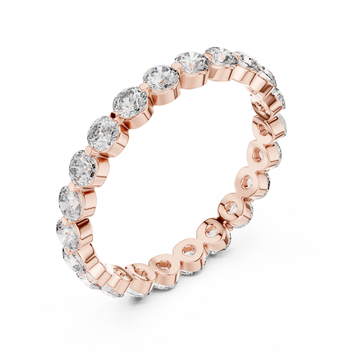 Round Eternity Ring, Full Eternity Wedding Band, Diamond Eternity Band, Minimalist Anniversary Ring, Stackable Bridal Band