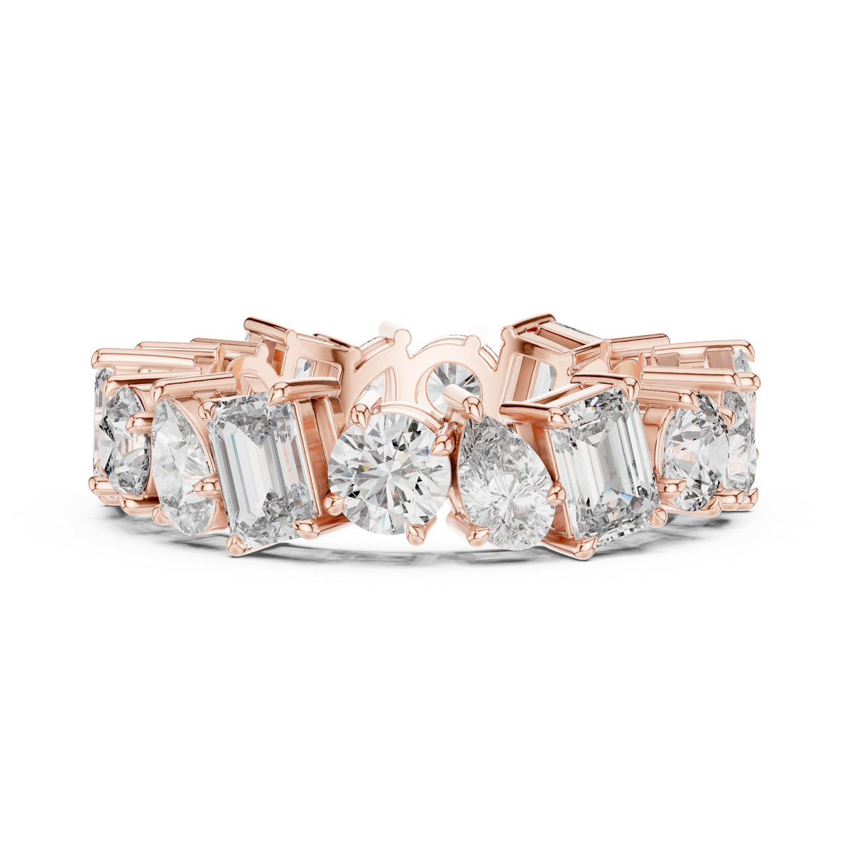 Mixed Shape Eternity Ring, Pear Round Emerald Cut Diamond Band, Full Eternity Wedding Ring, Anniversary Band, Statement Bridal Ring