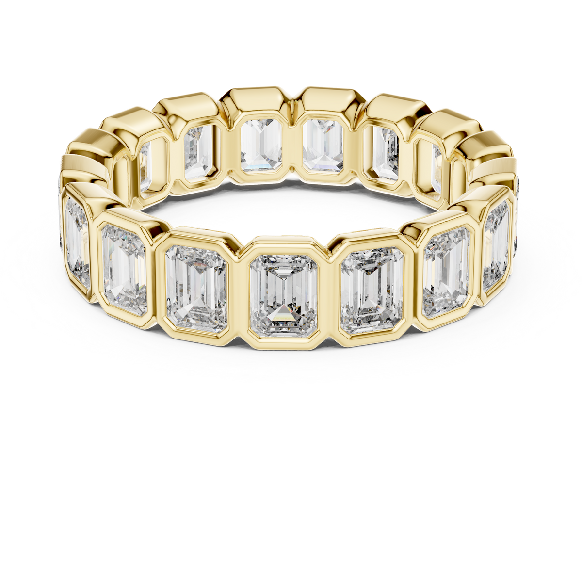 Emerald Cut Eternity Ring, Bezel Set Wedding Band, Full Eternity Diamond Ring, Anniversary Band, Gold Bridal Ring