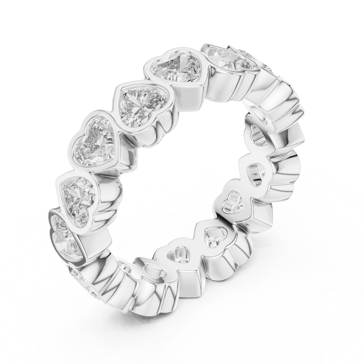 Heart-Cut Bezel-Set Full Eternity Band Ring