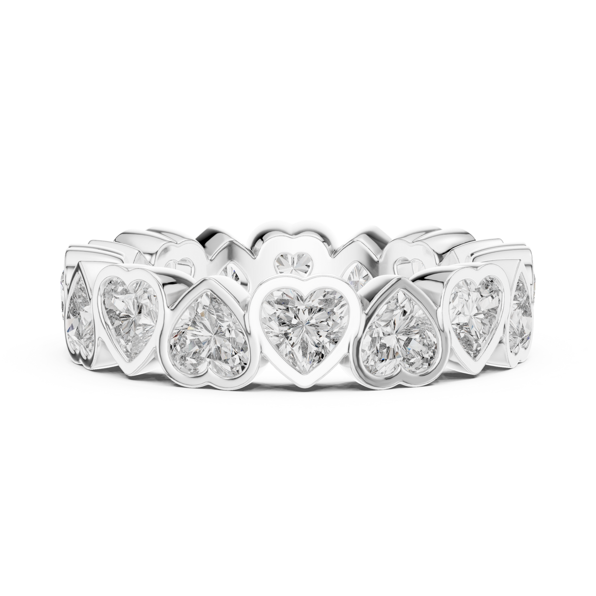 Heart-Cut Bezel-Set Full Eternity Band Ring