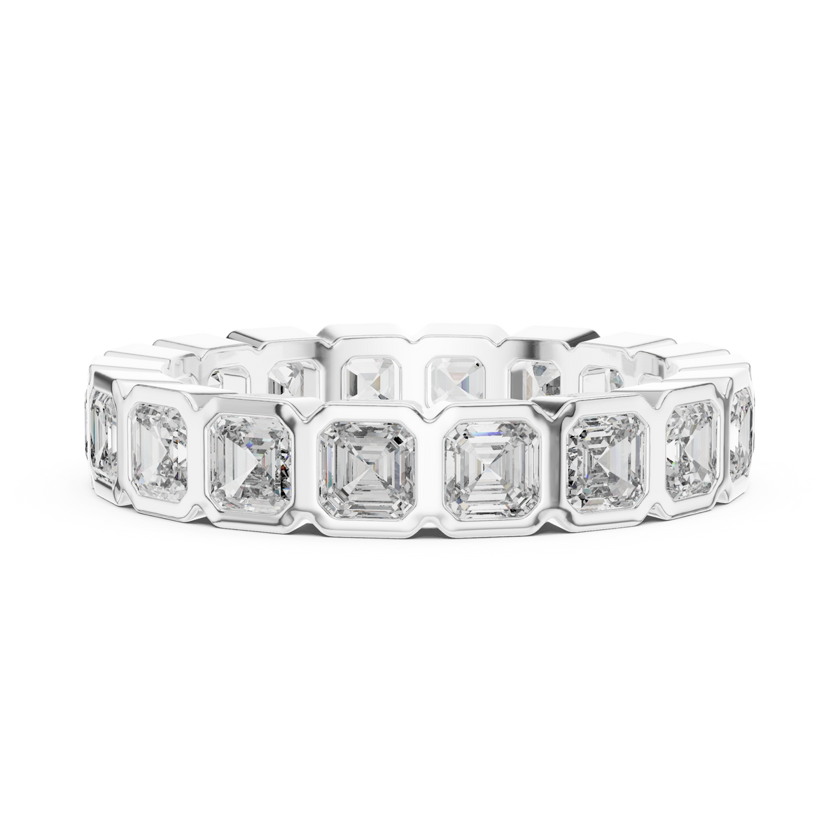 Square Emerald-Cut Bezel-Set Full Eternity Band Ring