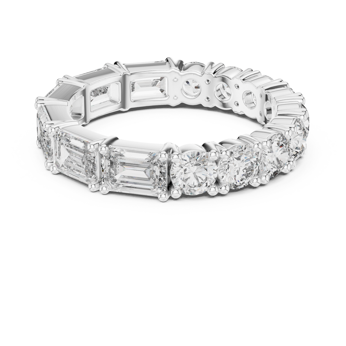 Mixed Emerald & Round Stone Full Eternity Band Ring