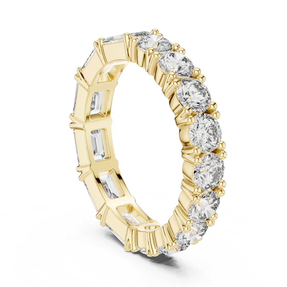 Mixed Emerald & Round Stone Full Eternity Band Ring