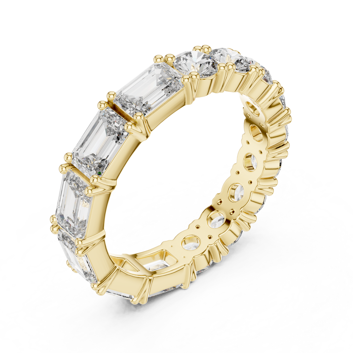 Mixed Emerald & Round Stone Full Eternity Band Ring