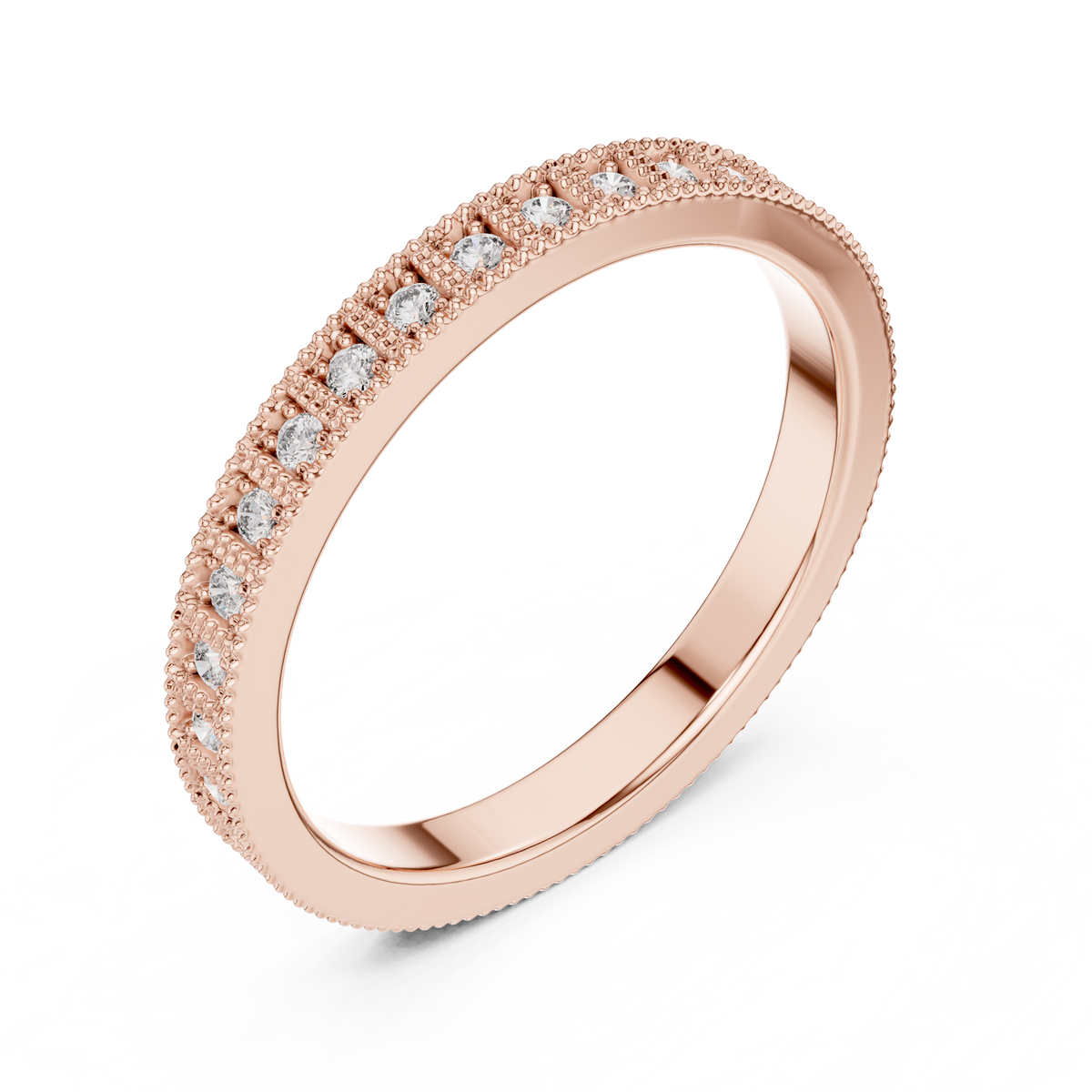 Milgrain Round Stone Full Eternity Band Ring