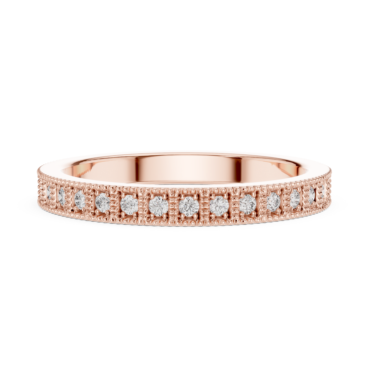 Milgrain Round Stone Full Eternity Band Ring