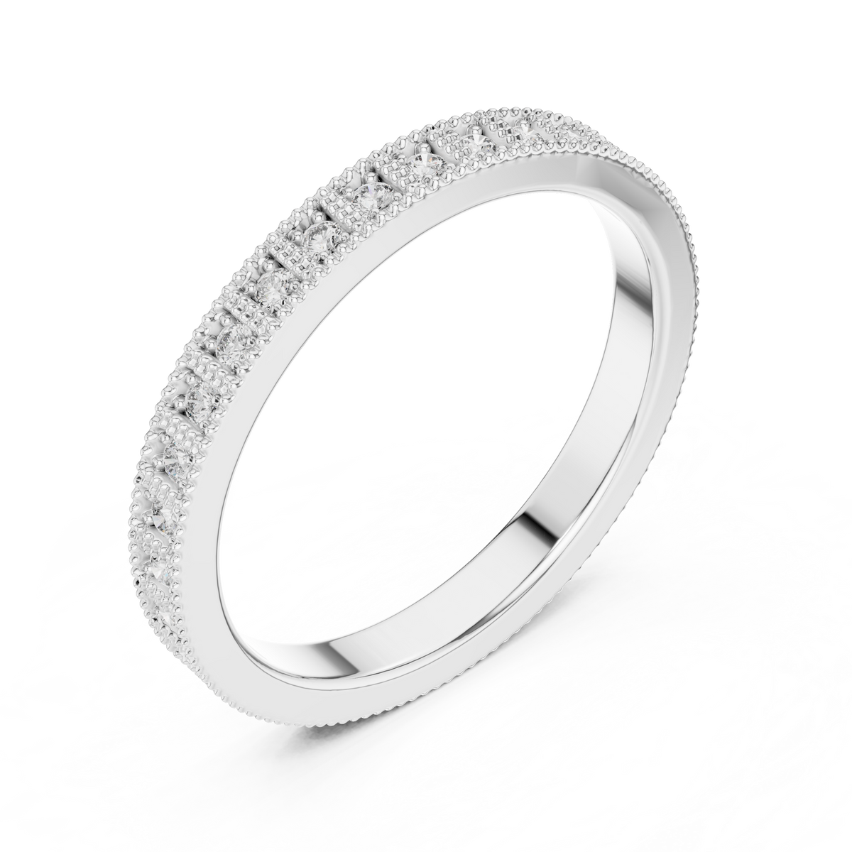 Milgrain Round Stone Full Eternity Band Ring