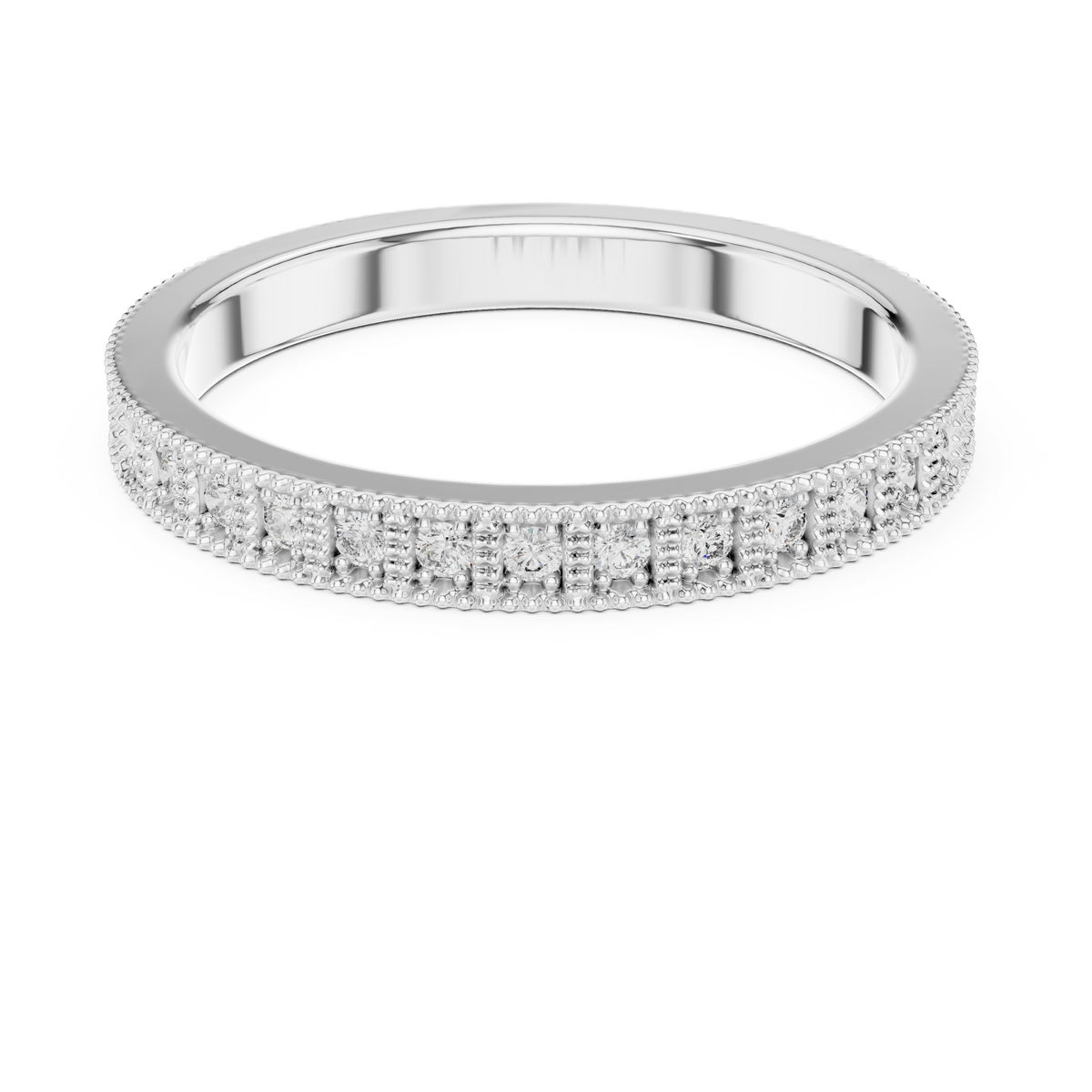 Milgrain Round Stone Full Eternity Band Ring