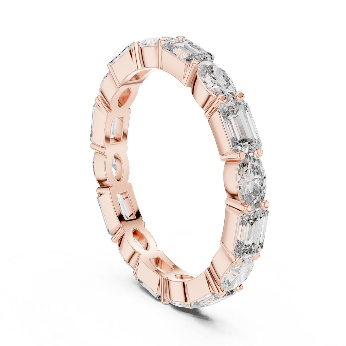 Mixed Emerald & Oval Cut Full Eternity Band Ring
