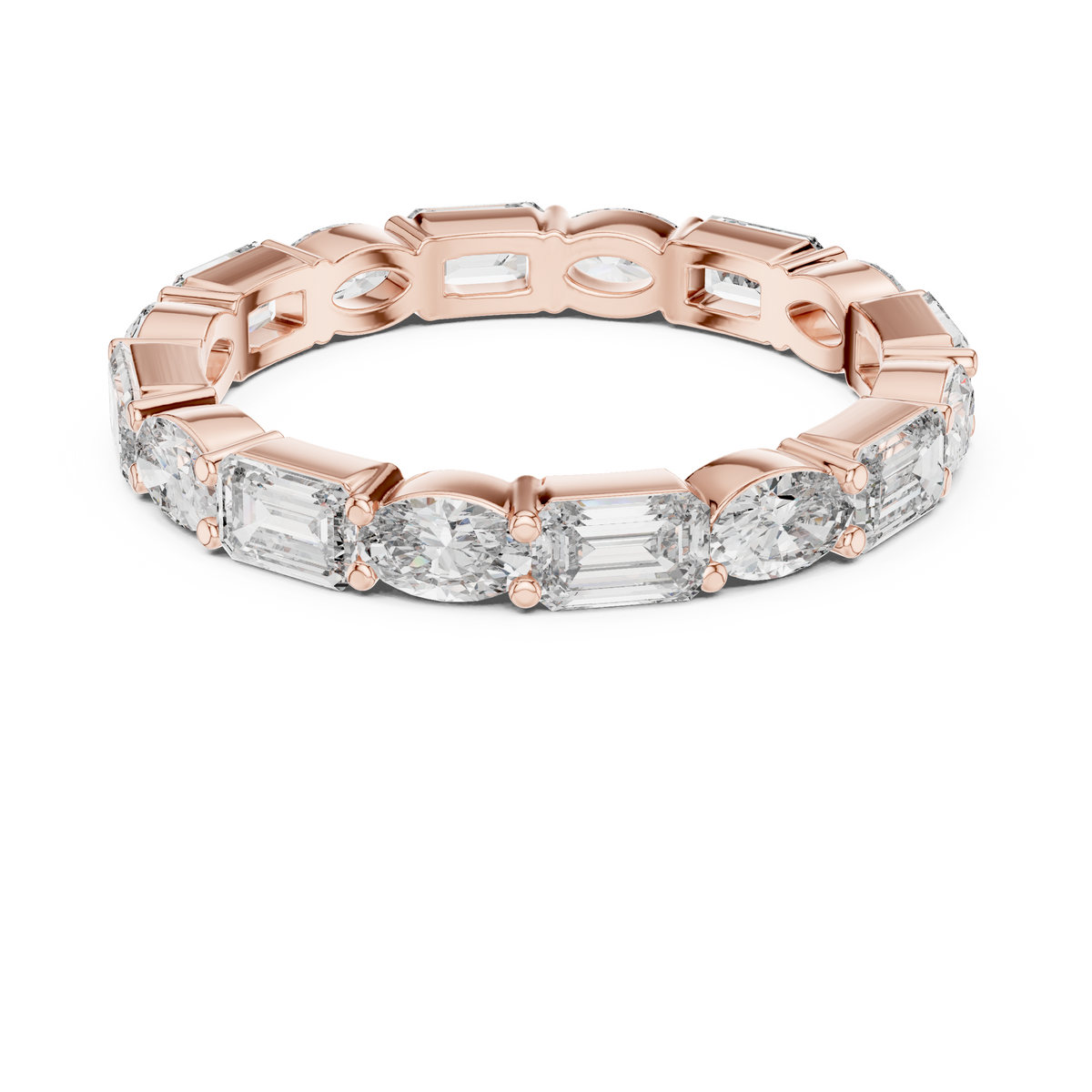 Mixed Emerald & Oval Cut Full Eternity Band Ring