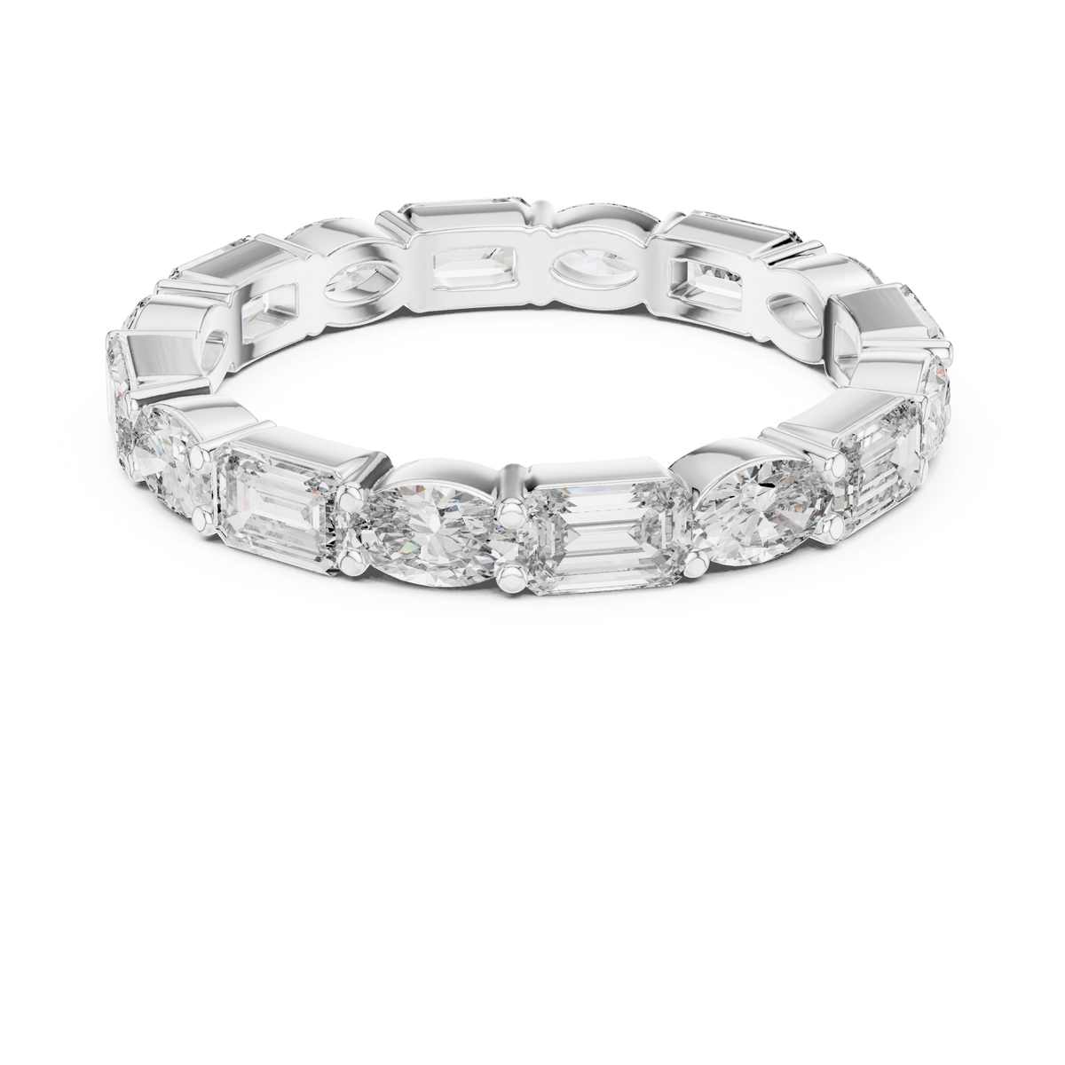 Mixed Emerald & Oval Cut Full Eternity Band Ring