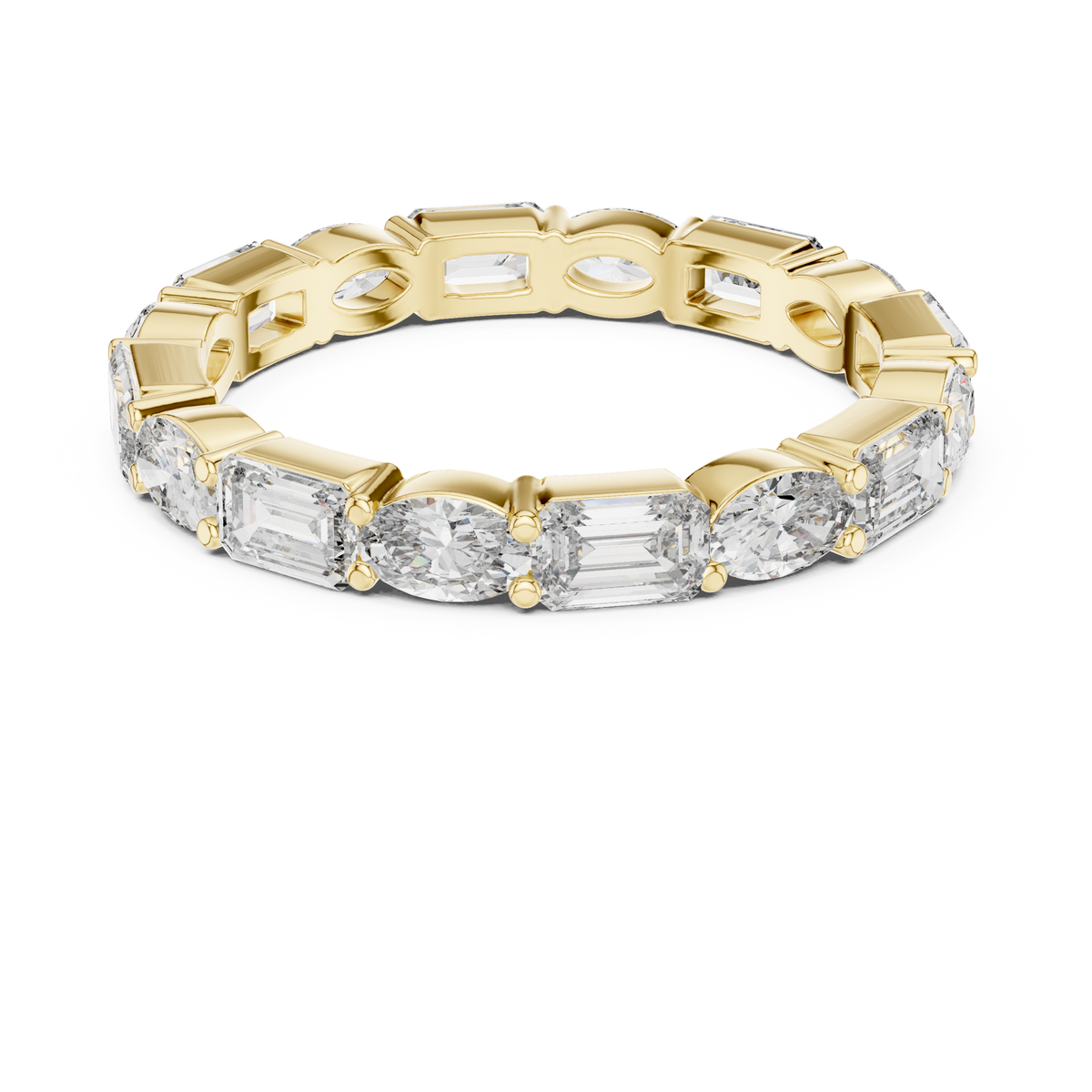 Mixed Emerald & Oval Cut Full Eternity Band Ring