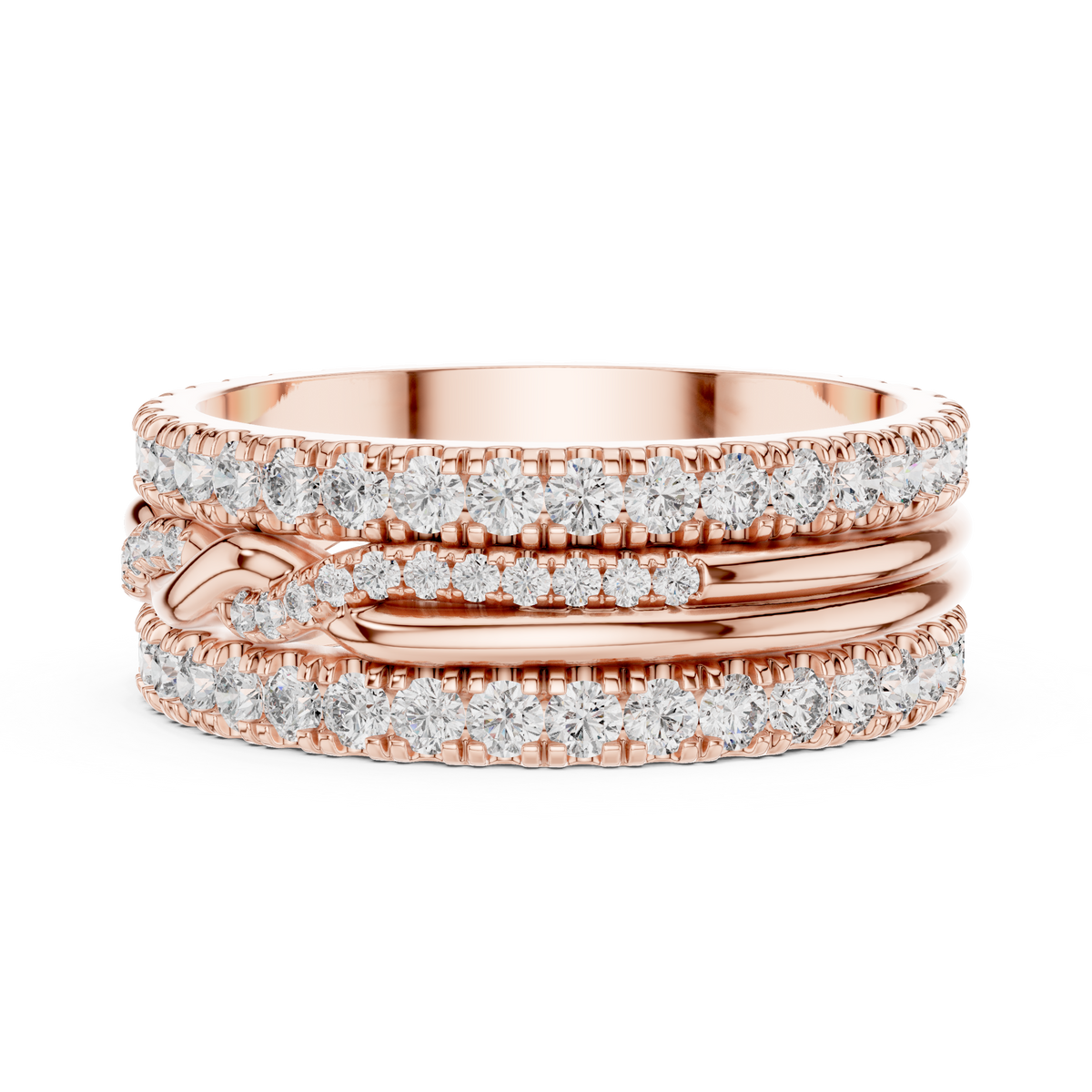 Multi-Row Round Stone Infinity Eternity Band with Pavé Detailing