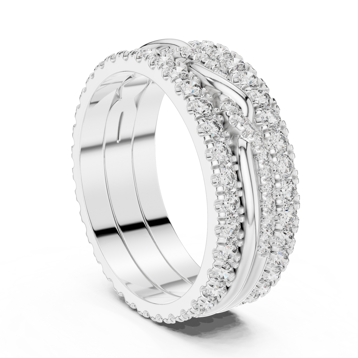 Multi-Row Round Stone Infinity Eternity Band with Pavé Detailing