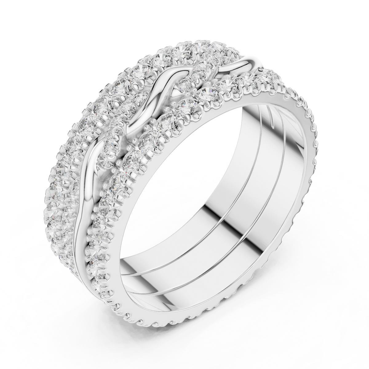 Multi-Row Round Stone Infinity Eternity Band with Pavé Detailing
