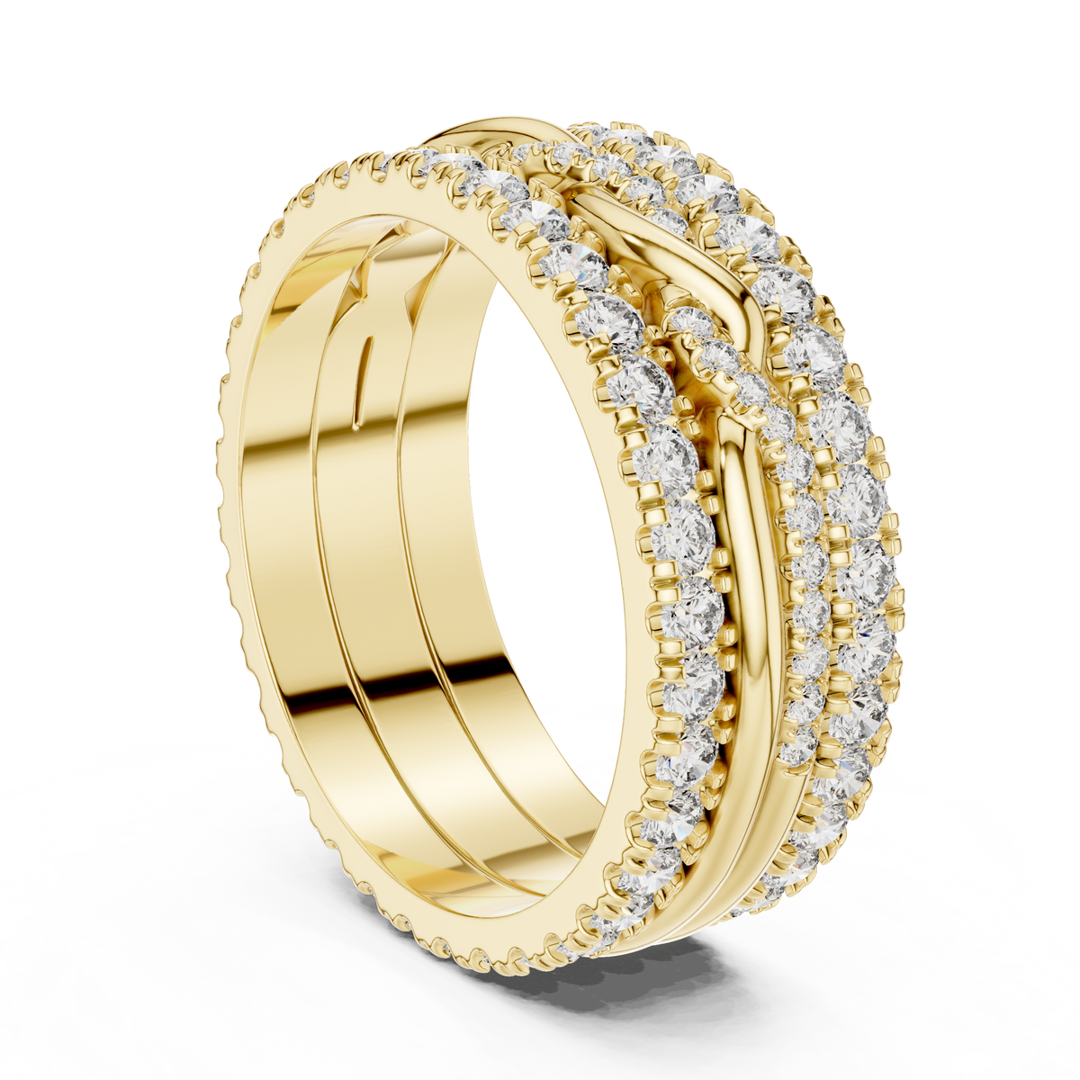 Multi-Row Round Stone Infinity Eternity Band with Pavé Detailing
