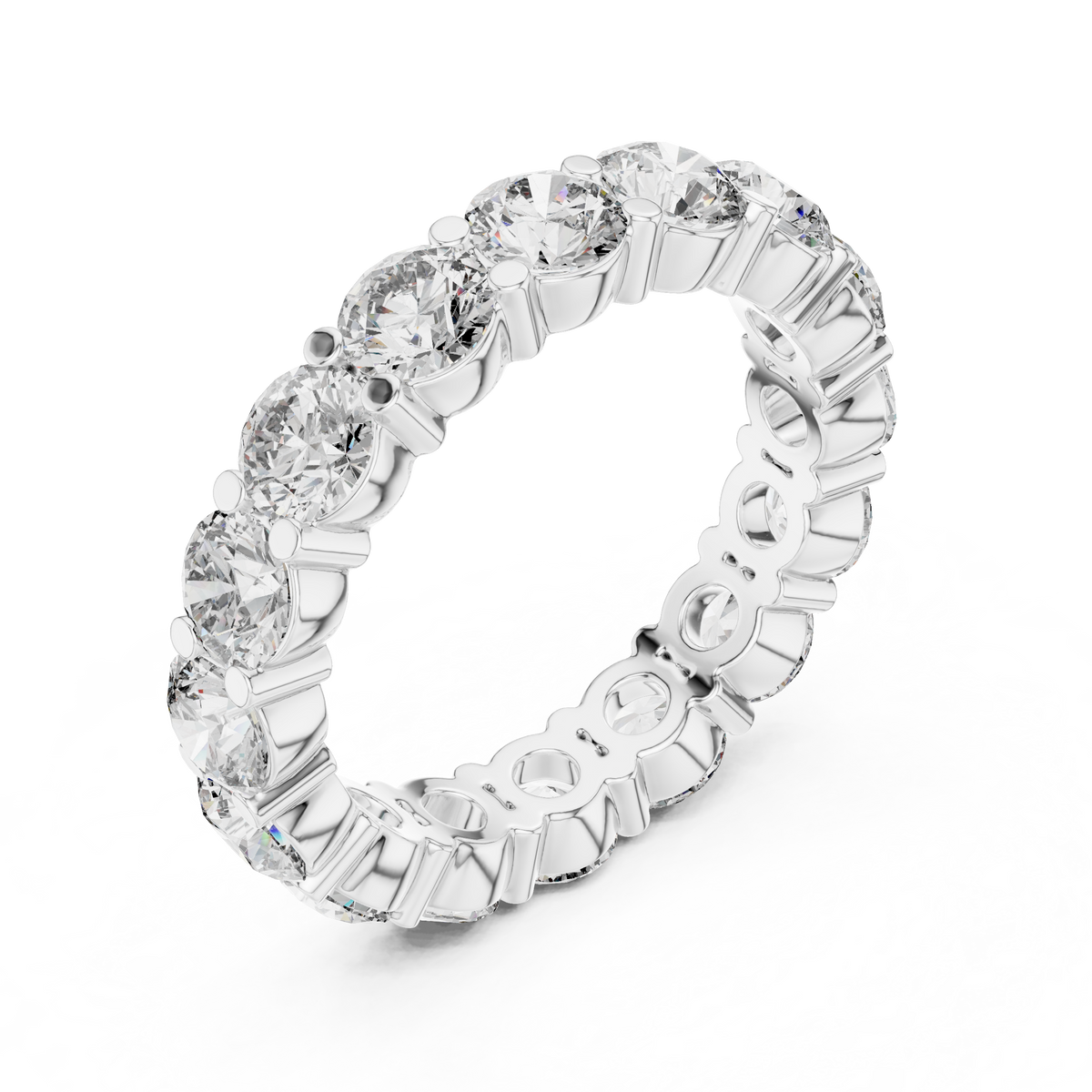 4.8 CT Round Stone Full Eternity Band with Shared Prong Setting