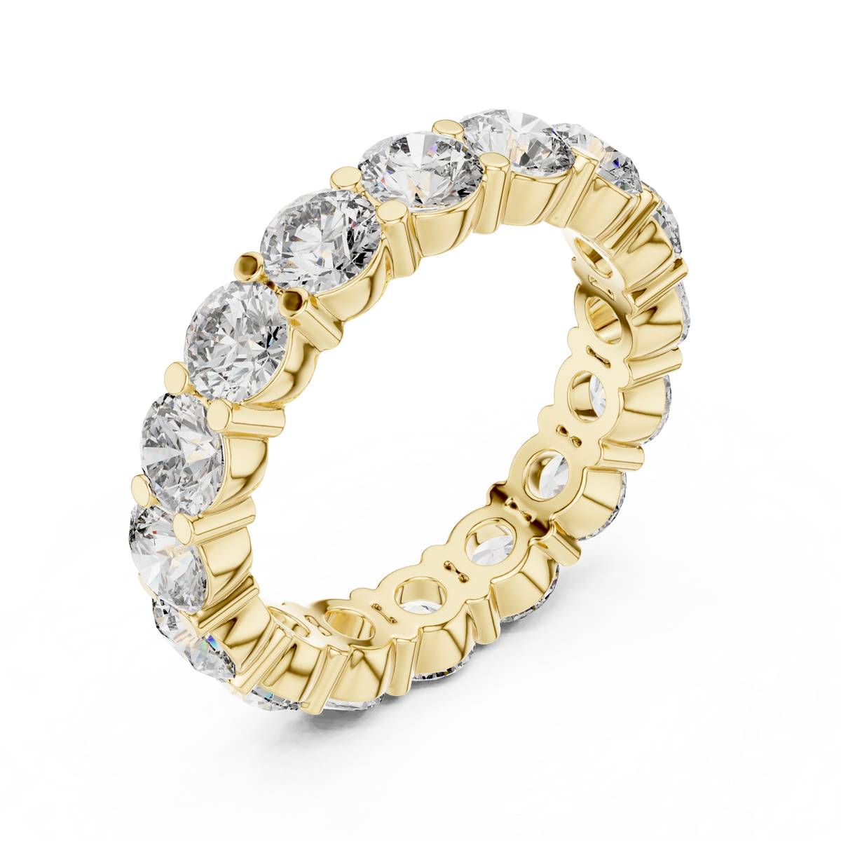 4.8 CT Round Stone Full Eternity Band with Shared Prong Setting