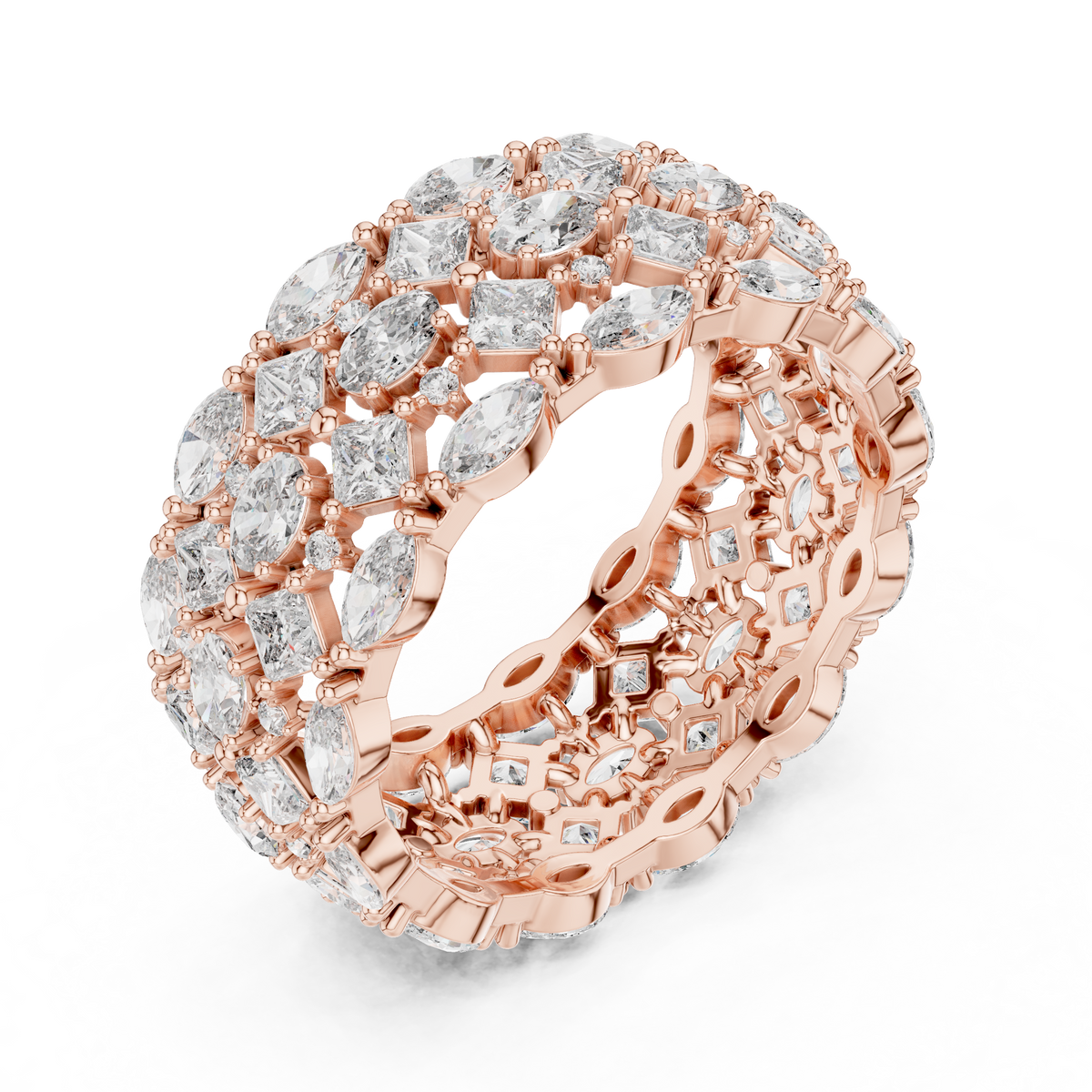 Multi-Shape Diamond Wide Eternity Statement Ring