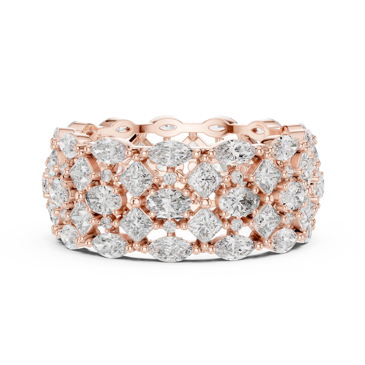 Multi-Shape Diamond Wide Eternity Statement Ring