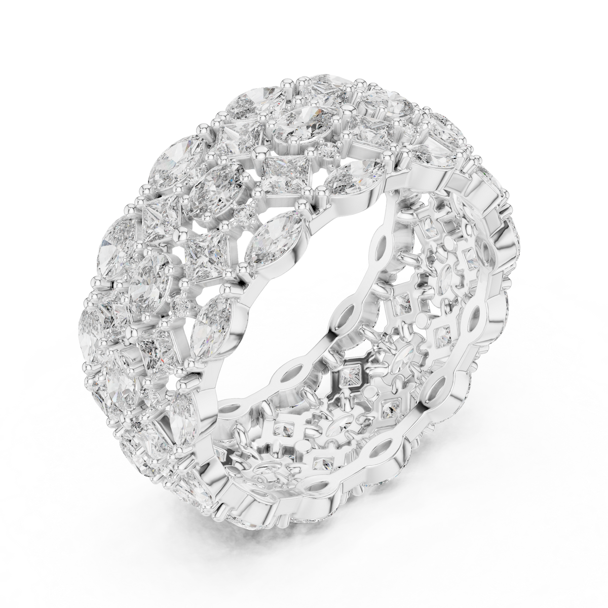 Multi-Shape Diamond Wide Eternity Statement Ring