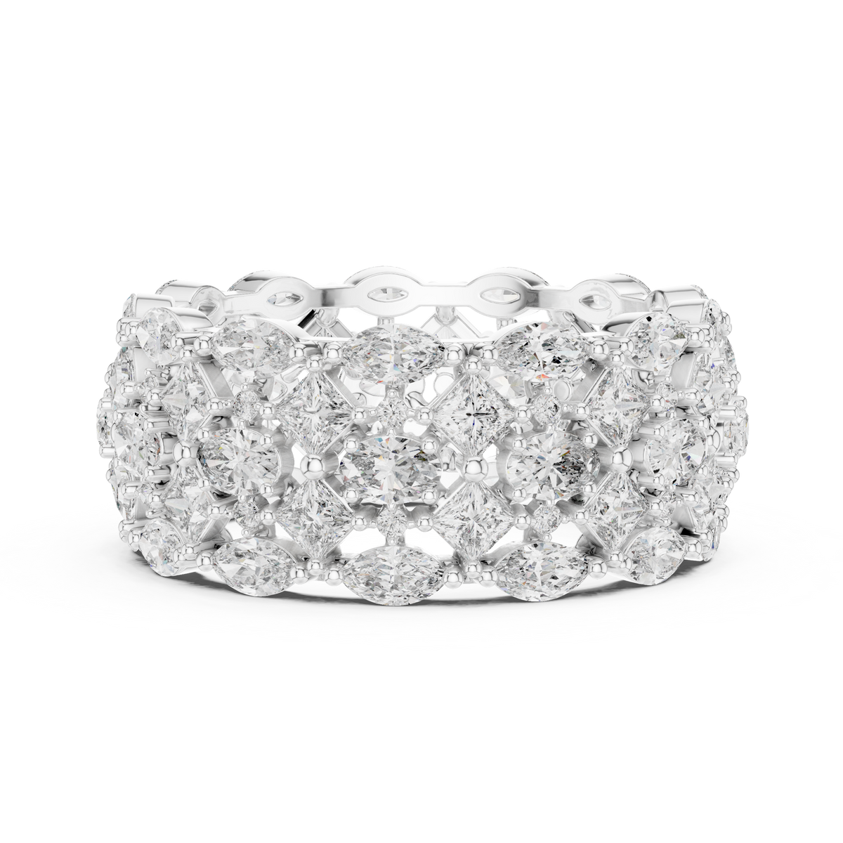 Multi-Shape Diamond Wide Eternity Statement Ring