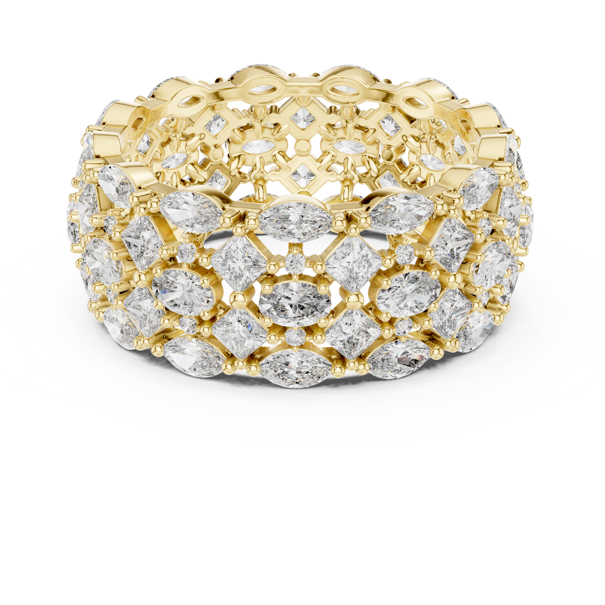 Multi-Shape Diamond Wide Eternity Statement Ring