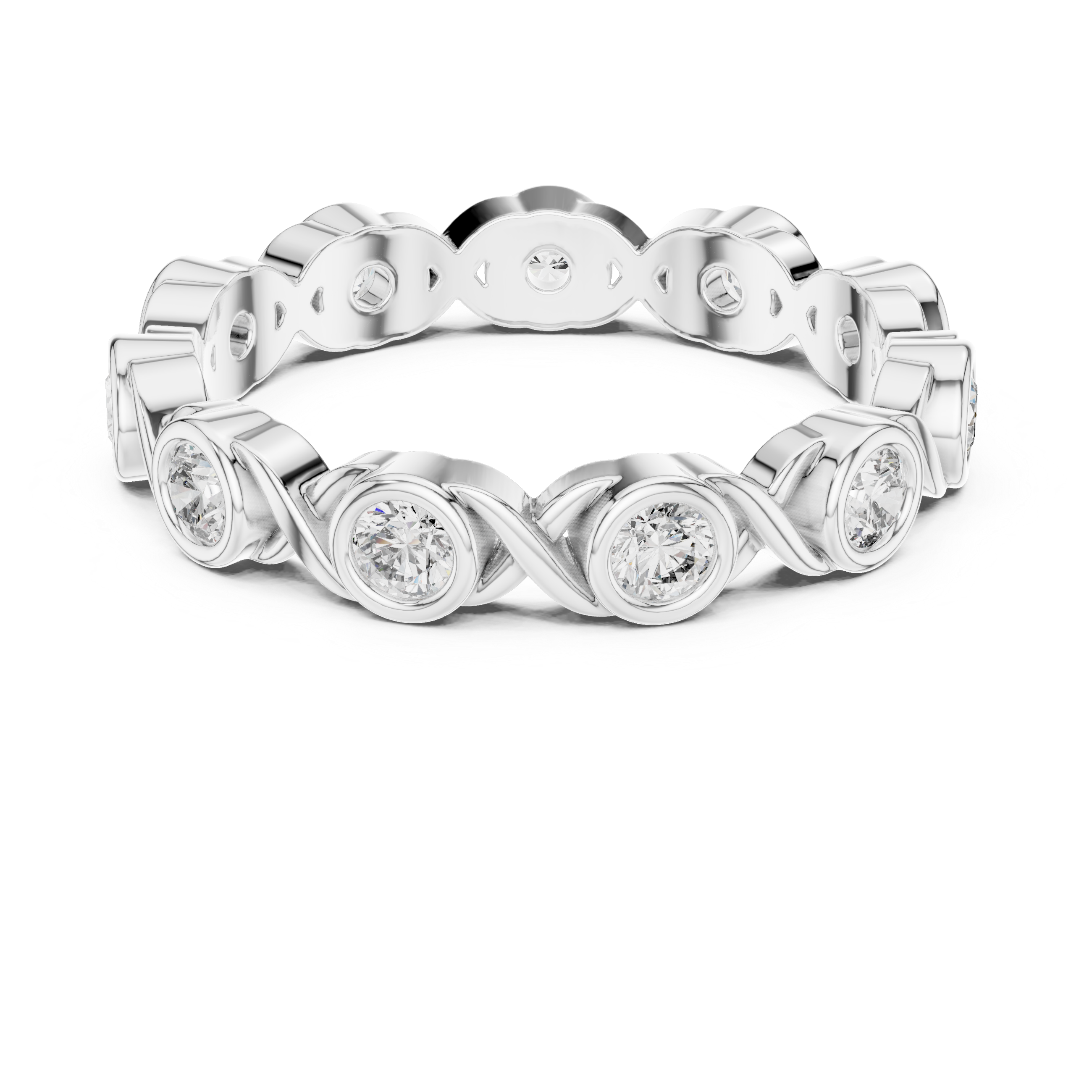 Round Bezel-Set Infinity Eternity Band Ring