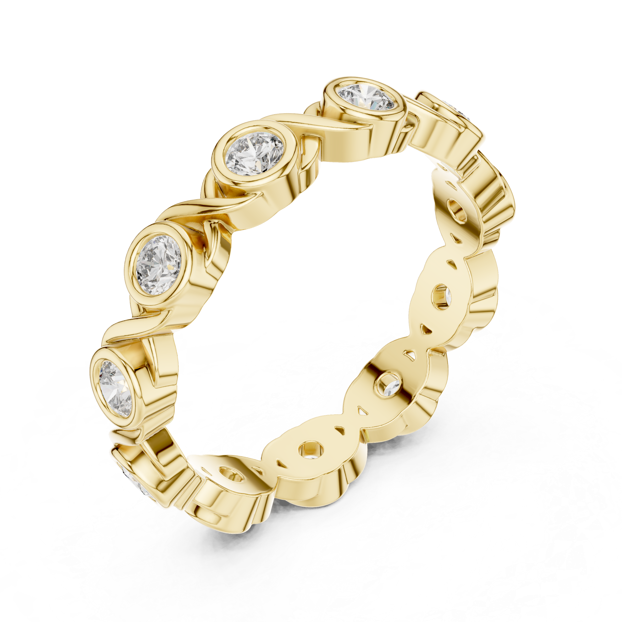Round Bezel-Set Infinity Eternity Band Ring